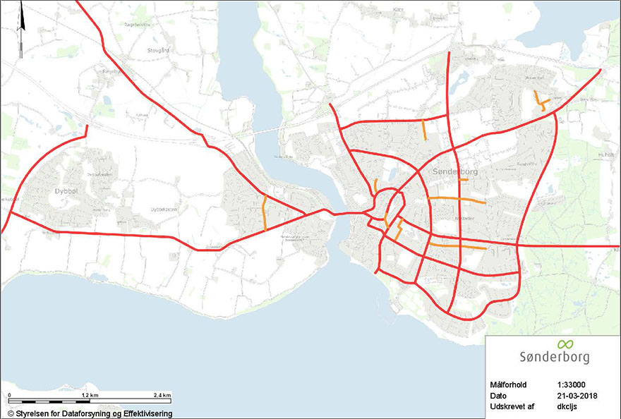 Spærrede veje i Sønderborg by